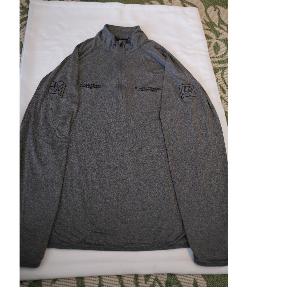 LW Longines FEI World Cup Finals Las Vegas 2015 Quarter Zip Pullover Gray Mens M
